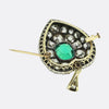 Antique 2.98 Carat Natural Colombian Emerald and Diamond Pendant Brooch