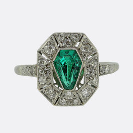 Art Deco Emerald and Diamond Ring