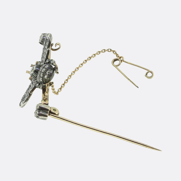 Victorian Ruby and Diamond Fly Bar Brooch