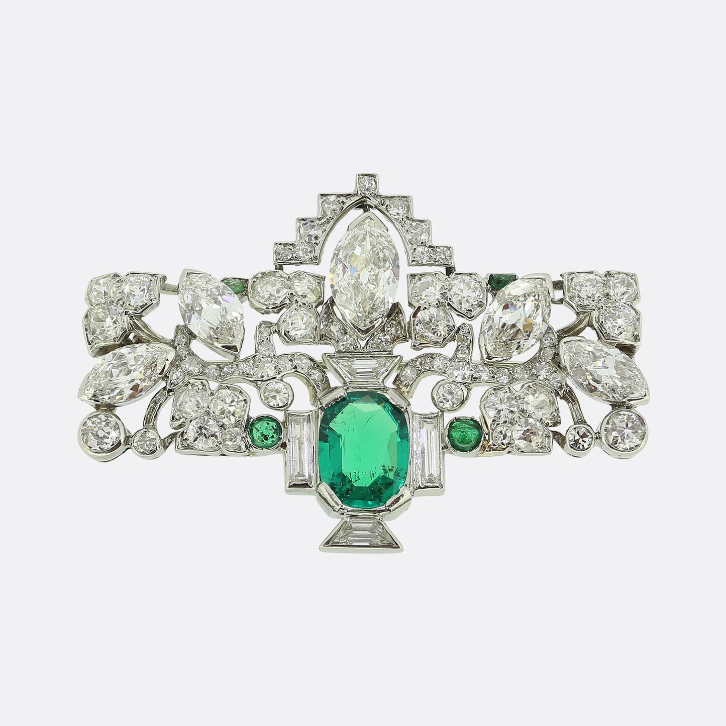 Edwardian Emerald and Diamond Brooch