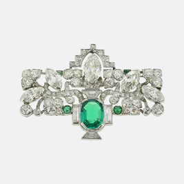 Edwardian Emerald and Diamond Brooch