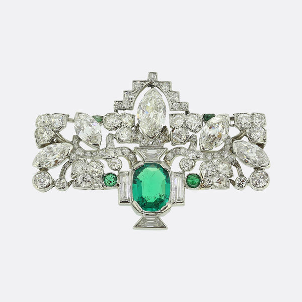 Edwardian Emerald and Diamond Brooch