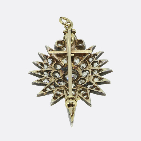 Antique Diamond Star Brooch Pendant
