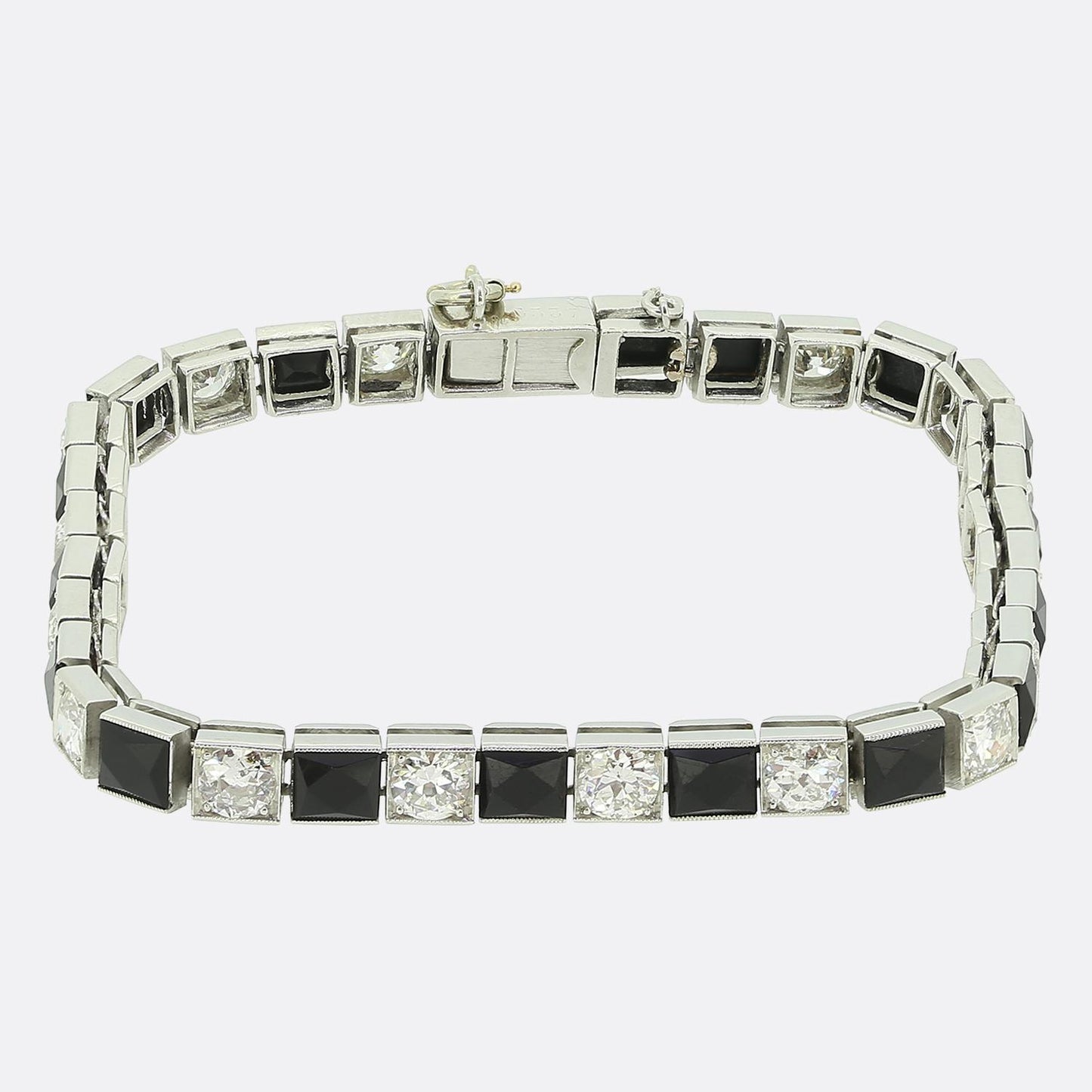 Van Cleef & Aprels Art Deco Onyx and Diamond Line Bracelet