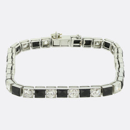 Van Cleef & Aprels Art Deco Onyx and Diamond Line Bracelet