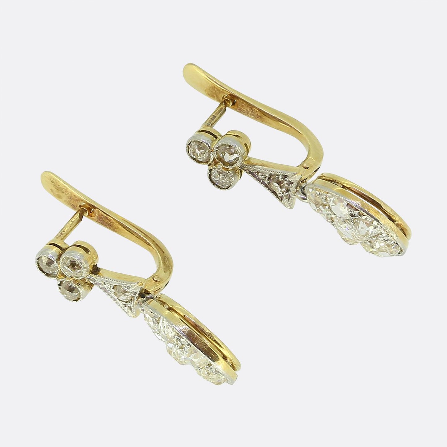 Antique Old Cut Diamond Cluster Earrings