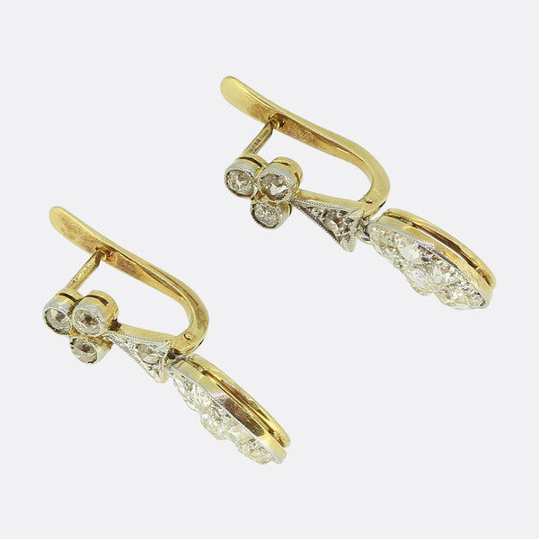 Antique Old Cut Diamond Cluster Earrings