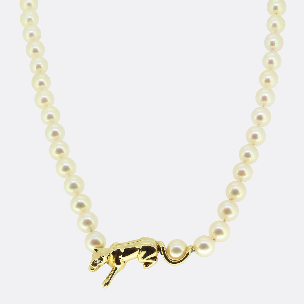 Cartier Vintage Pearl and Diamond Panthere Necklace
