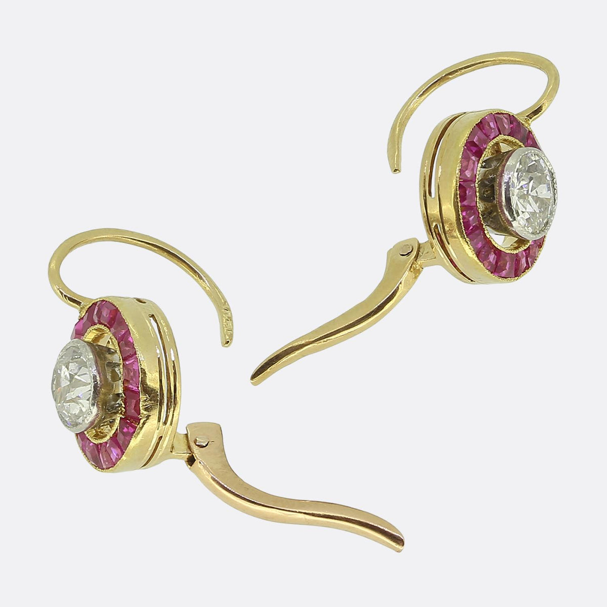 Art Deco Ruby and Diamond Drop Earrings