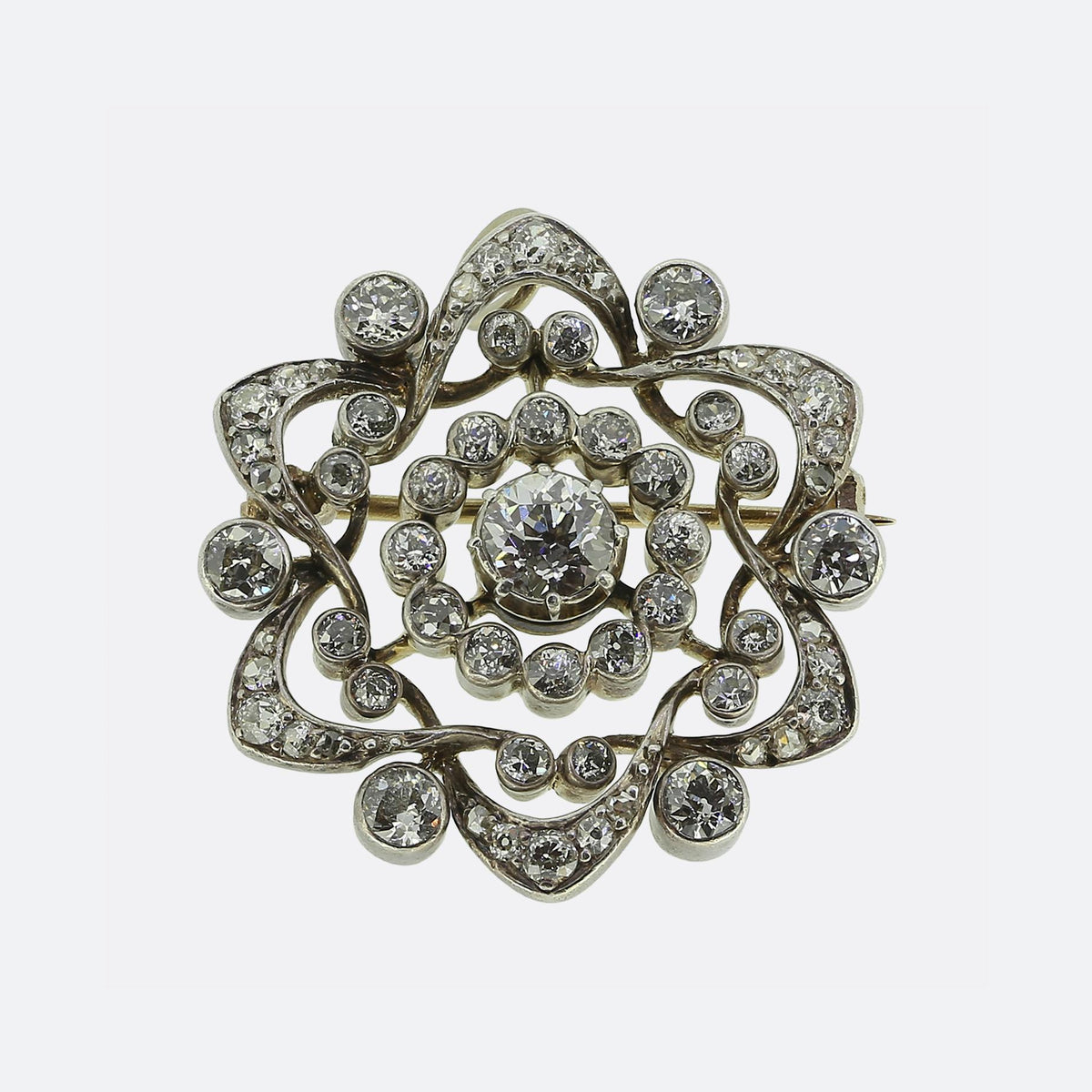 Victorian Old Cut Diamond Star Pendant Brooch