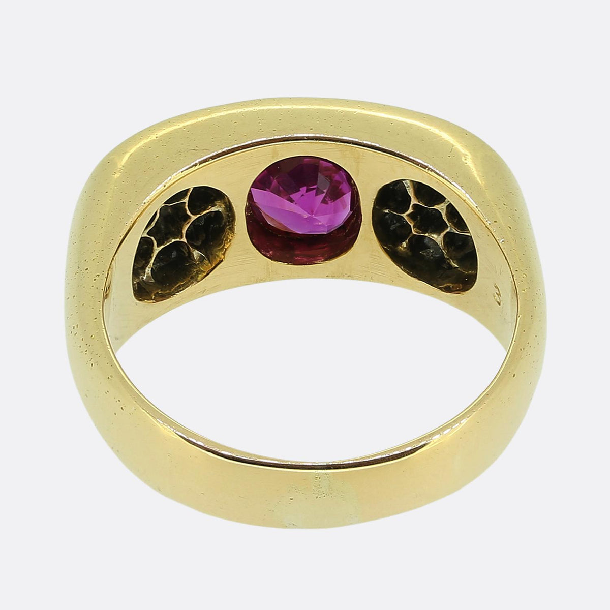 Edwardian Pink Sapphire and Old Cut Diamond Gypsy Ring