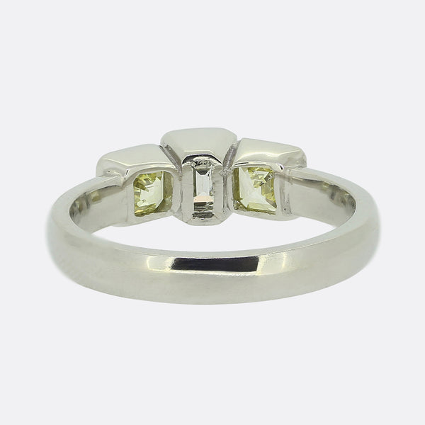 Vintage Three-Stone Asscher Cut Diamond Ring