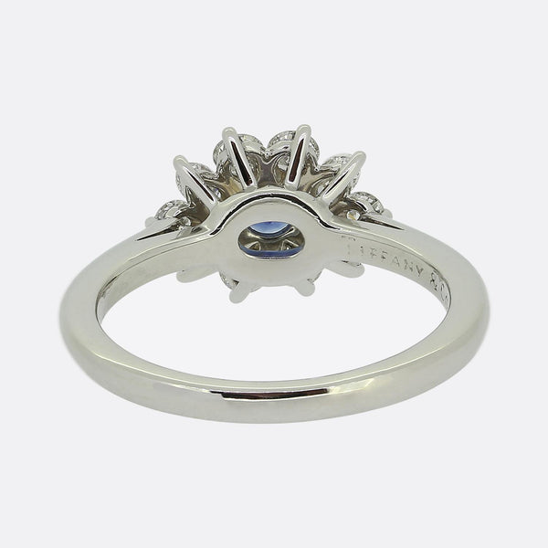 Tiffany & Co. Sapphire and Diamond Cluster Ring