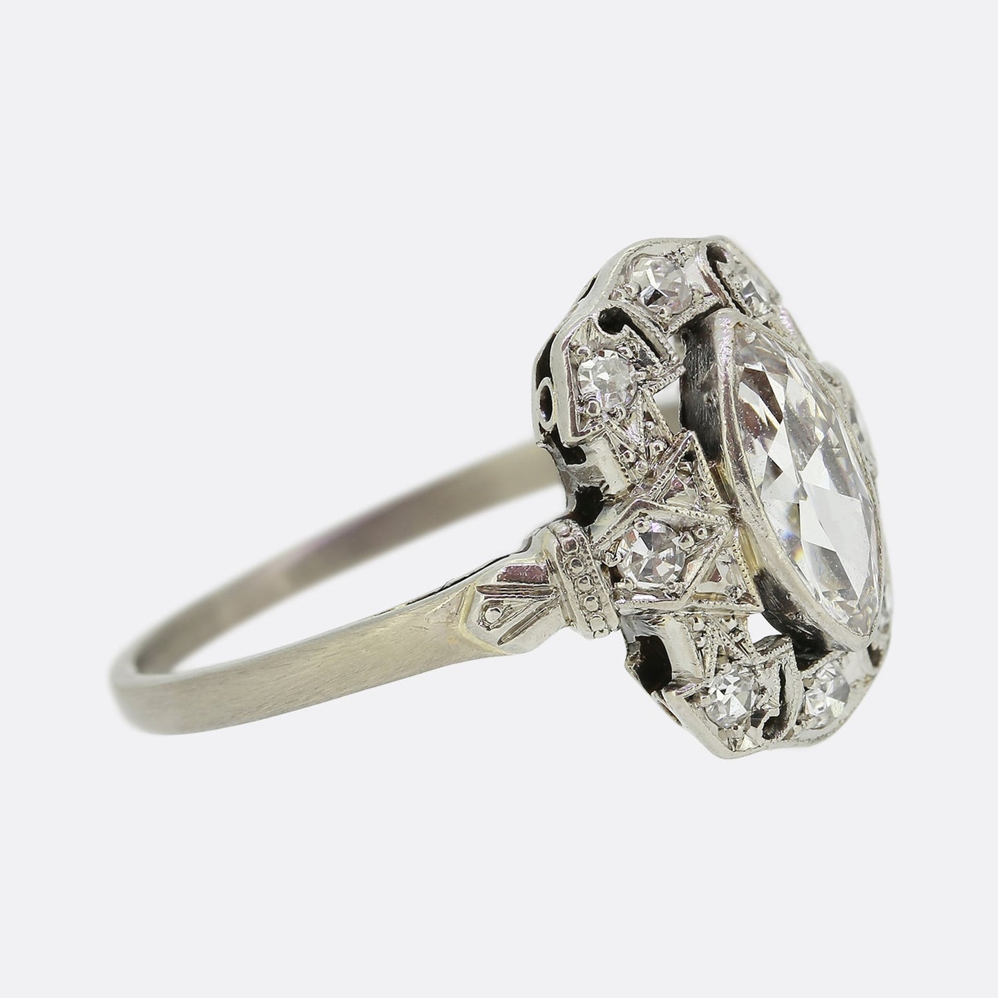 Art Deco Marquise Cut Diamond Engagement Ring