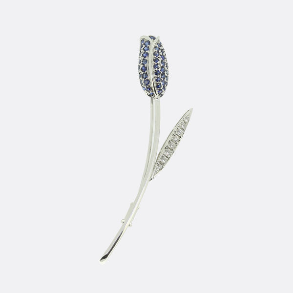 Sapphire and Diamond Flower Brooch
