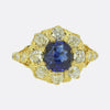 Vintage Sapphire and Old Cut Diamond Cluster Ring