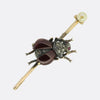 Antique Cabochon Ruby Pearl and Diamond Fly Brooch