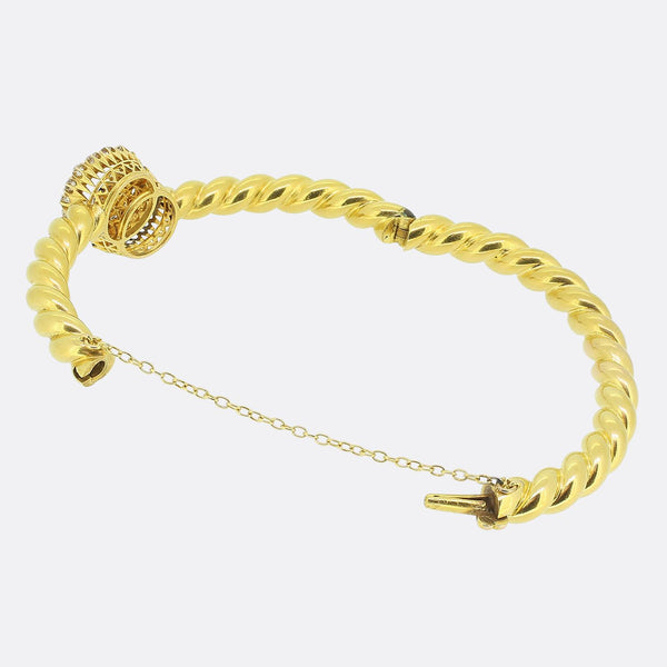 Victorian Sapphire and Diamond Halo Bangle