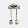 Art  Deco Natural Pearl Diamond and Enamel Drop Brooch