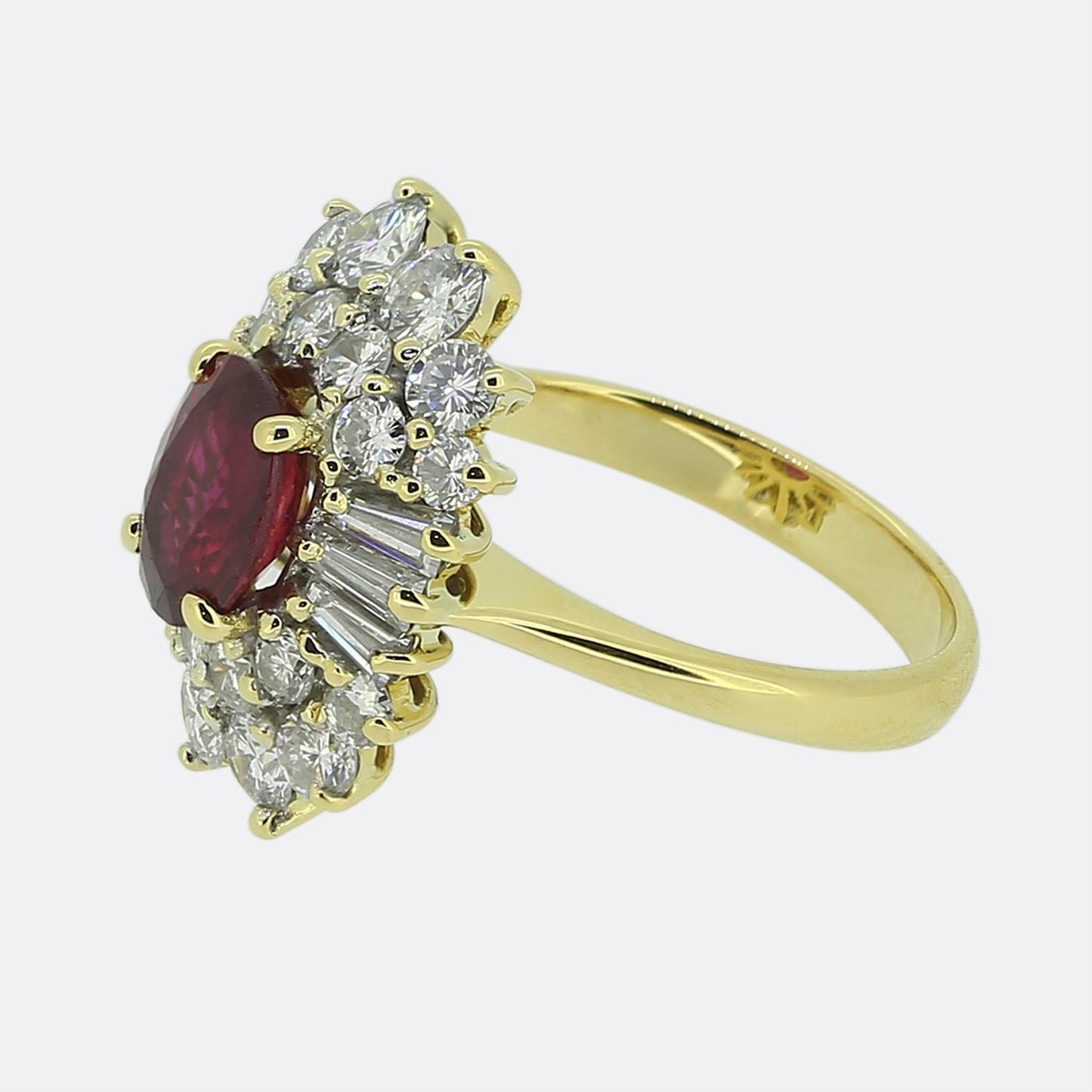 1.10 Carat Ruby and Diamond Cluster Ring