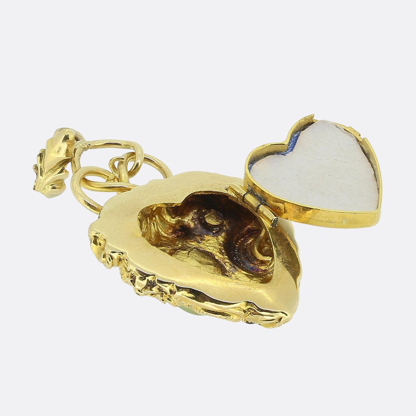 Victorian Chrysoberyl and Ruby Snake Heart Locket Pendant