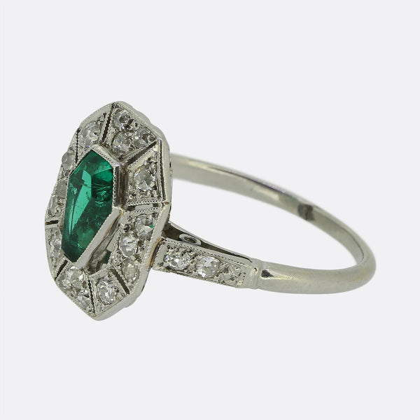 Art Deco Emerald and Diamond Ring