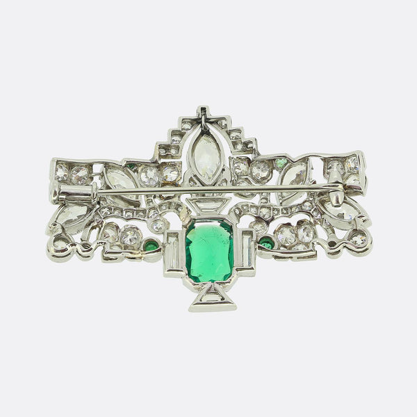 Edwardian Emerald and Diamond Brooch