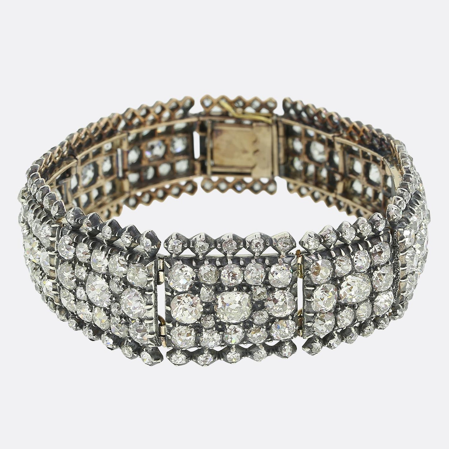 Victorian 40.00 Carat Diamond Cluster Bracelet