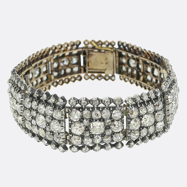Victorian 40.00 Carat Diamond Cluster Bracelet