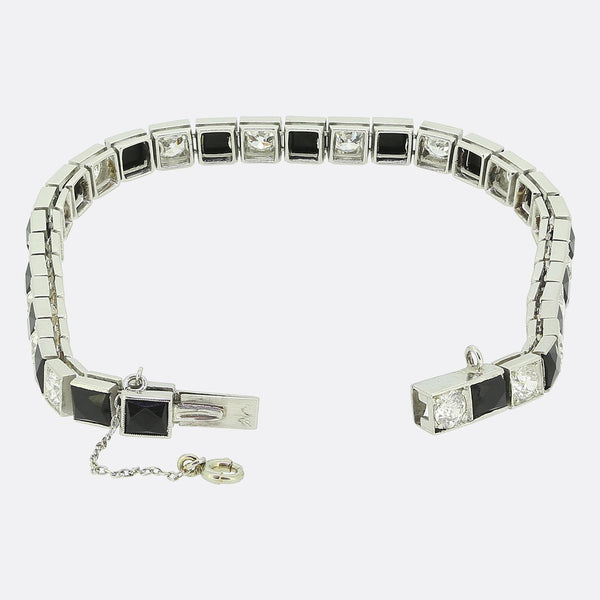 Van Cleef & Aprels Art Deco Onyx and Diamond Line Bracelet