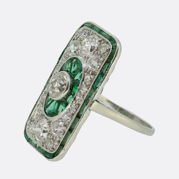 Art Deco Emerald and Diamond Tablet Ring