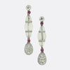 Art Deco Rock Crystal Ruby and Diamond Drop Earrings