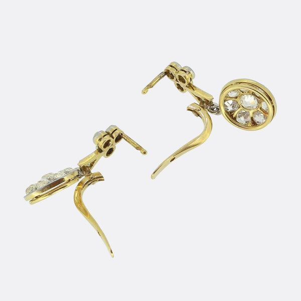 Antique Old Cut Diamond Cluster Earrings