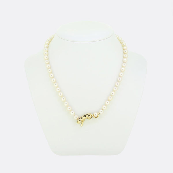 Cartier Vintage Pearl and Diamond Panthere Necklace