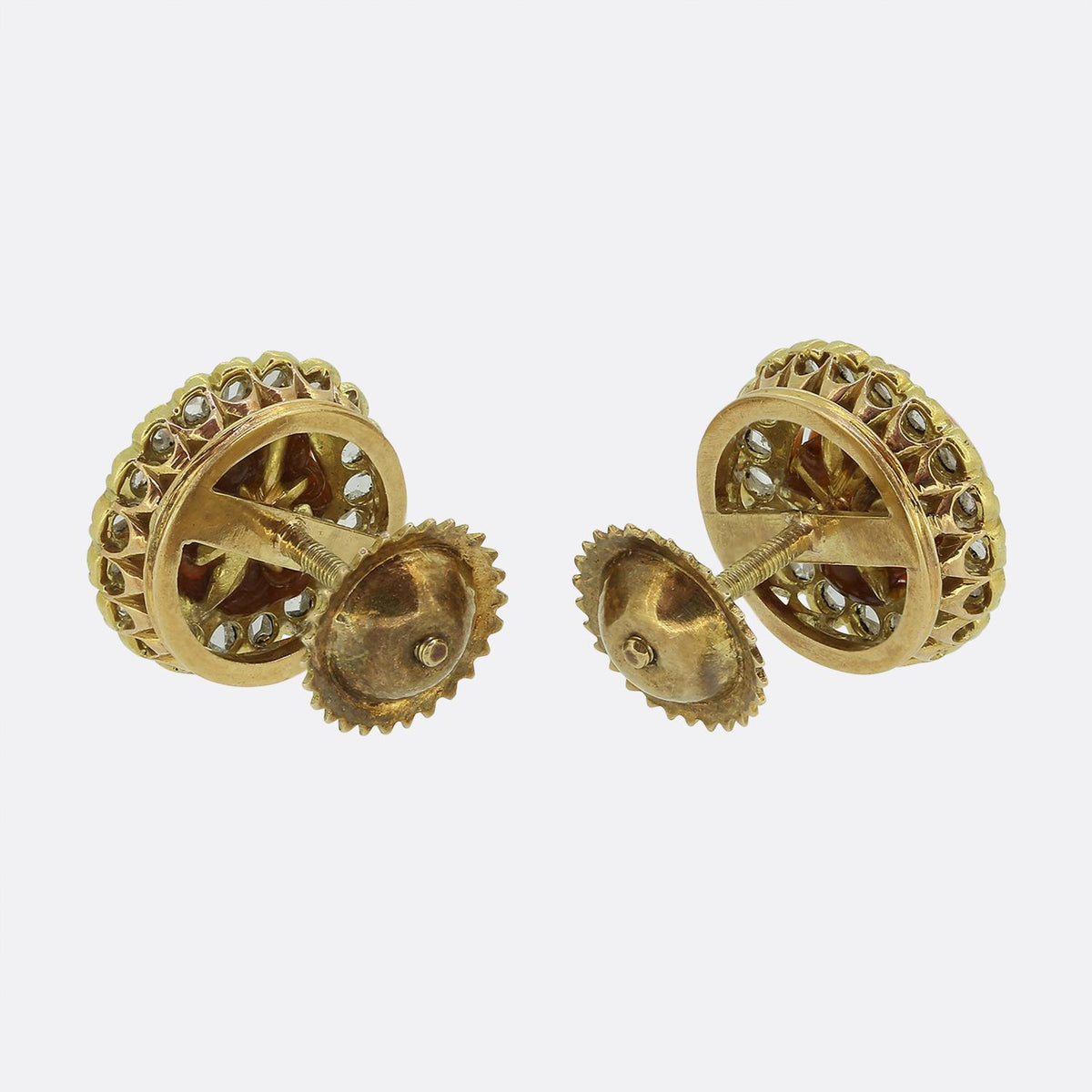 Antique Coral and Diamond Earrings
