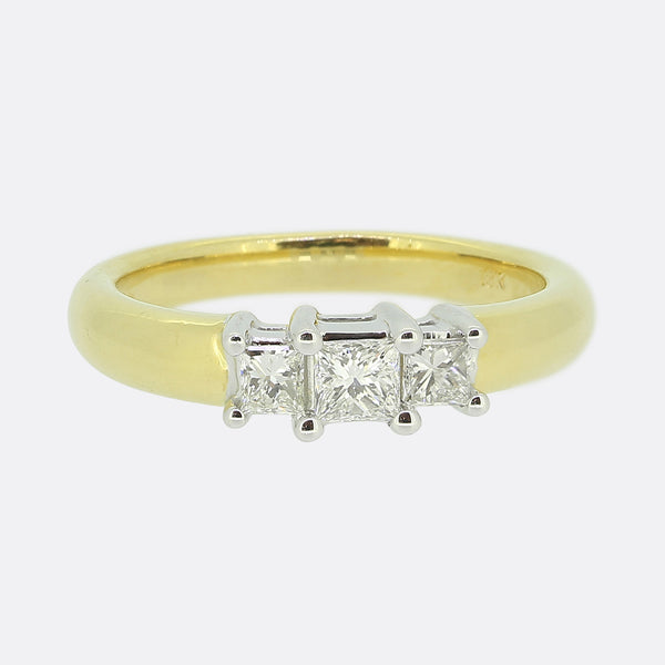 0.42 Carat Three-Stone Princess Diamond Ring