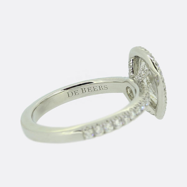 De Beers 0.88 Carat Pear Cut Diamond Engagement Ring