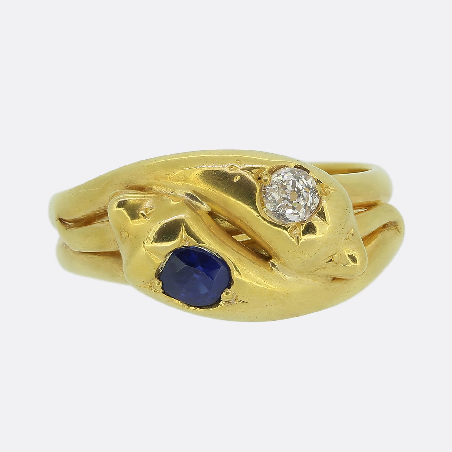 Victorian Sapphire and Diamond Double Snake Ring