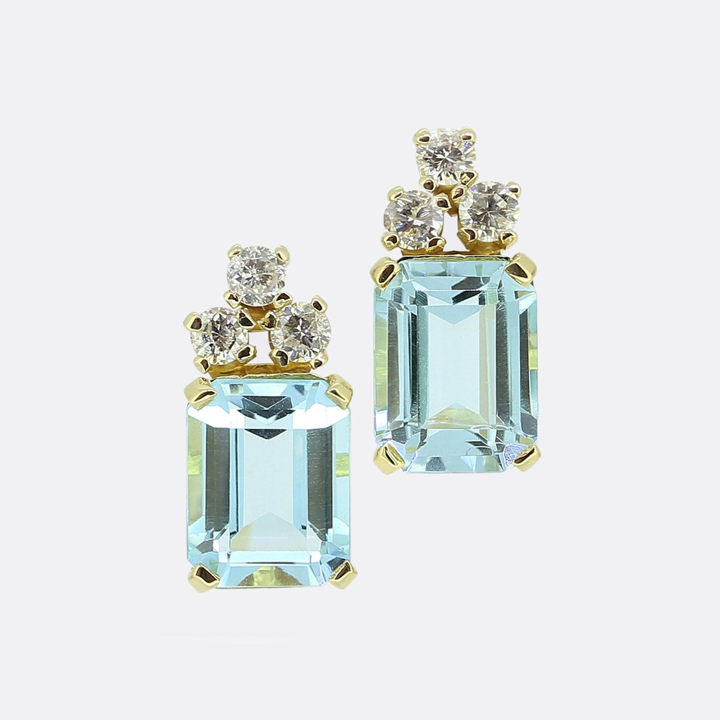 Vintage Aquamarine and Diamond Stud Earrings