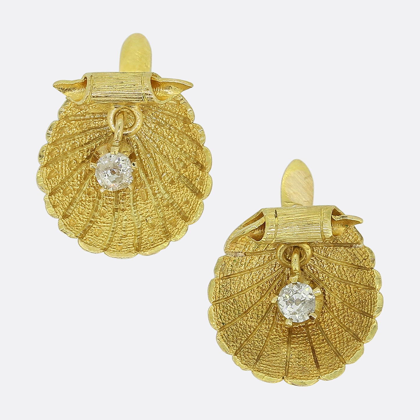 Antique Diamond Seashell Earrings