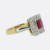 Art Deco Synthetic Ruby and Diamond Cluster Ring