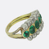 Victorian Emerald and Diamond Three Row Ring