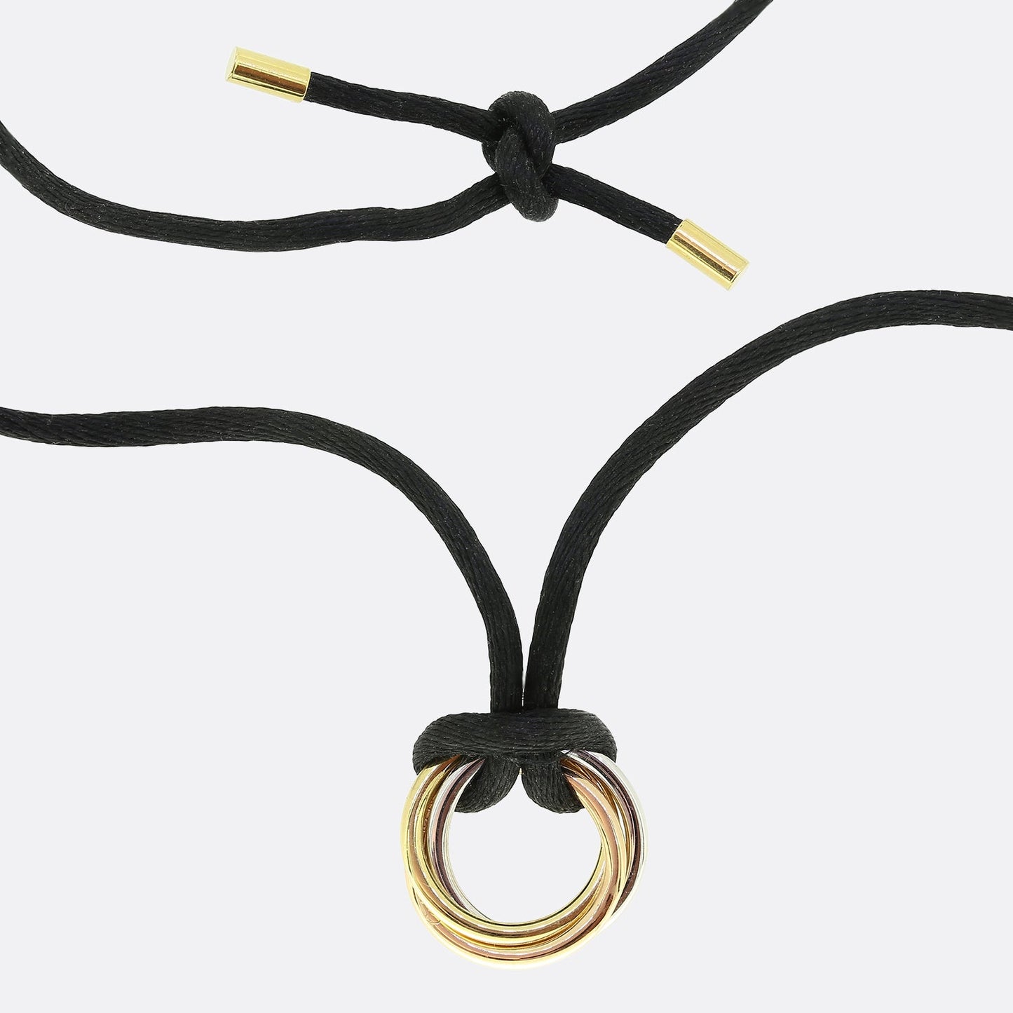 Cartier Trinity Diamond Three Tone Gold Cord Necklace