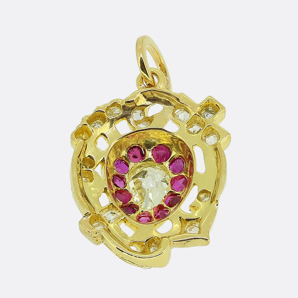 Victorian Ruby and Diamond Cross Pendant