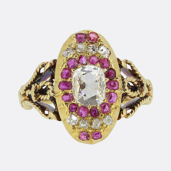 Antique French Diamond and Ruby Ring