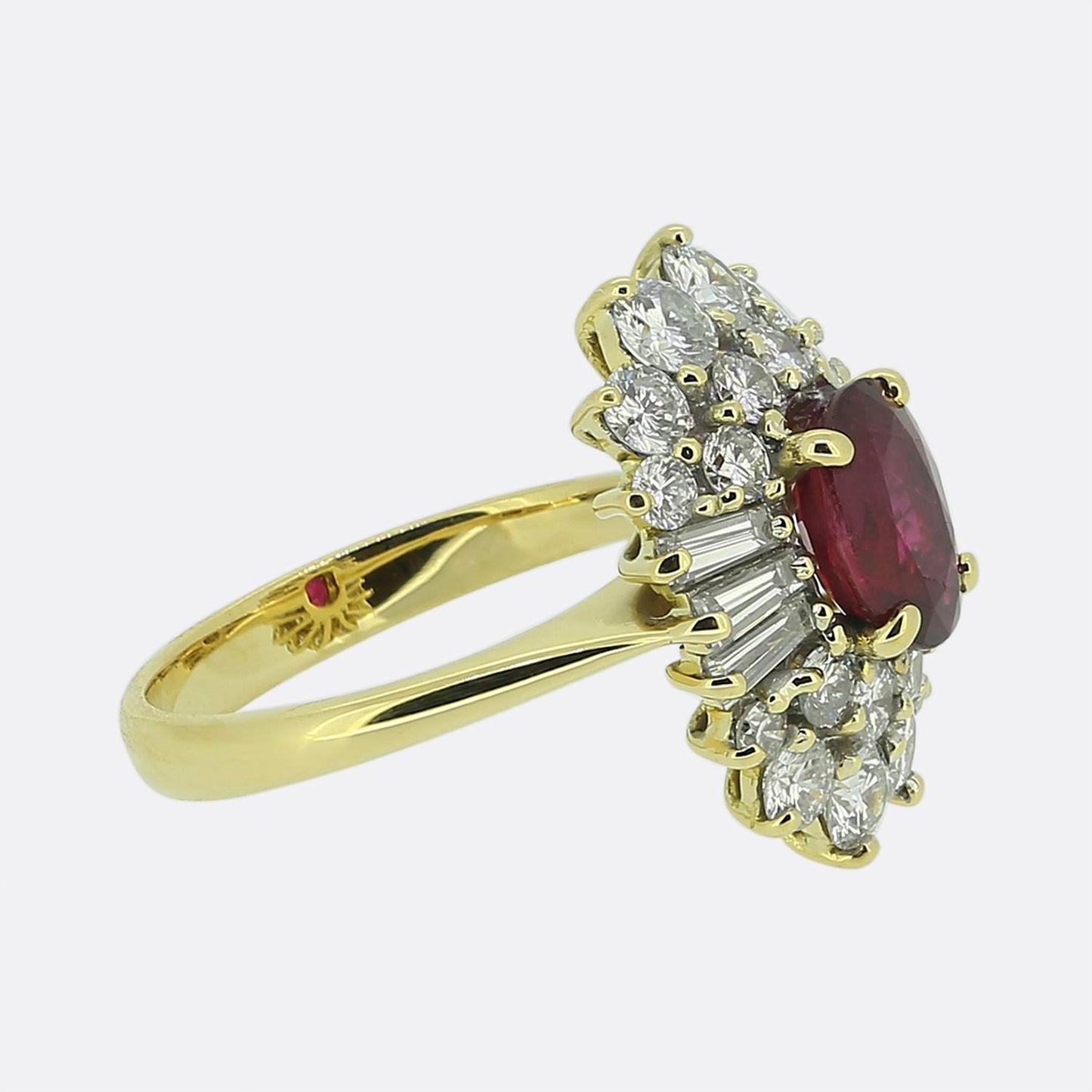 1.10 Carat Ruby and Diamond Cluster Ring