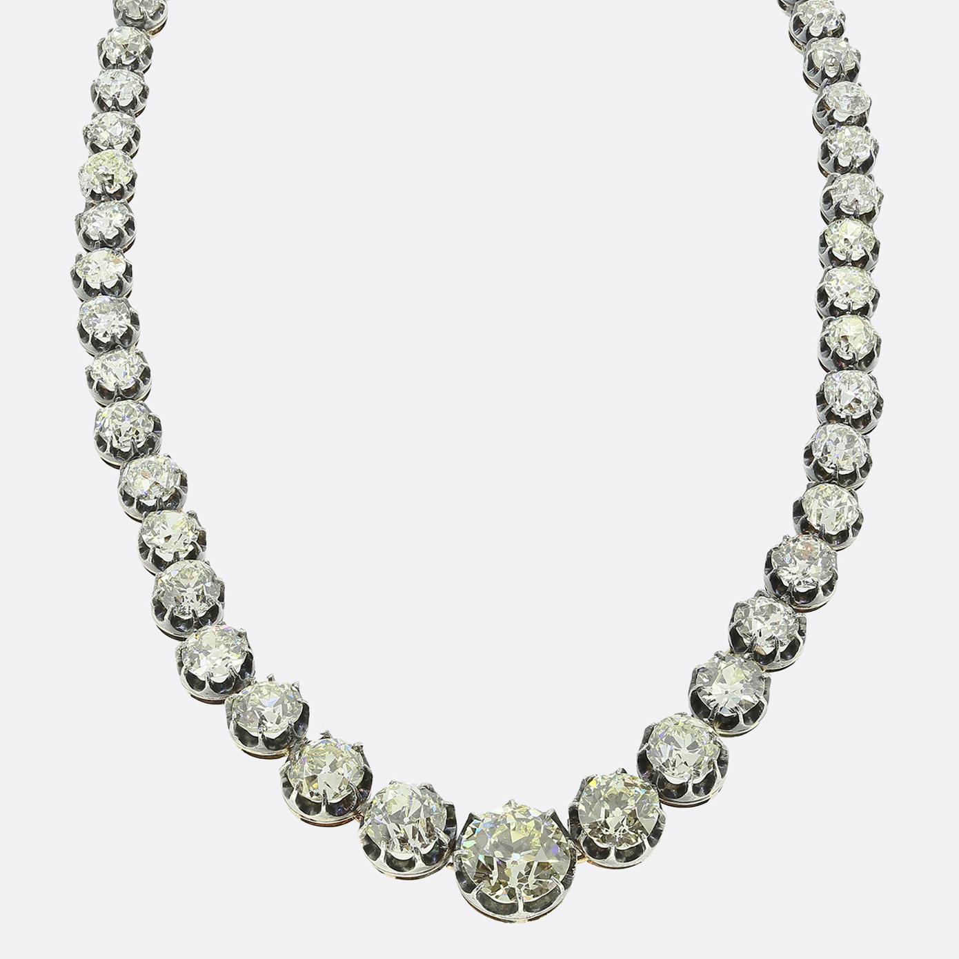 Victorian 40.00 Carat Diamond Riviere Necklace