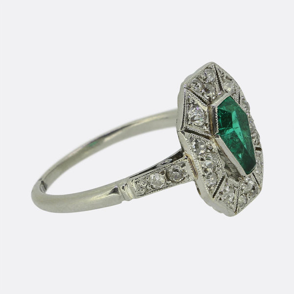 Art Deco Emerald and Diamond Ring