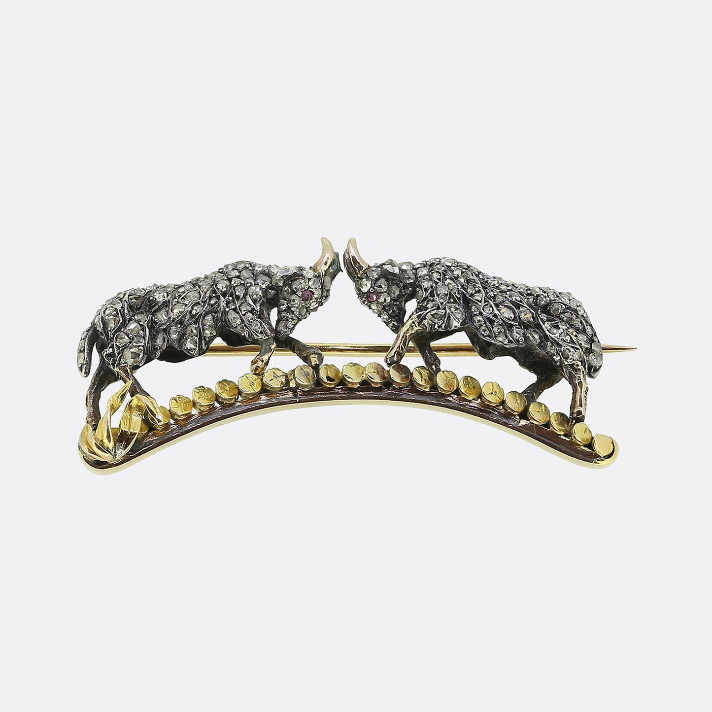 Victorian Horned Goats Brooch