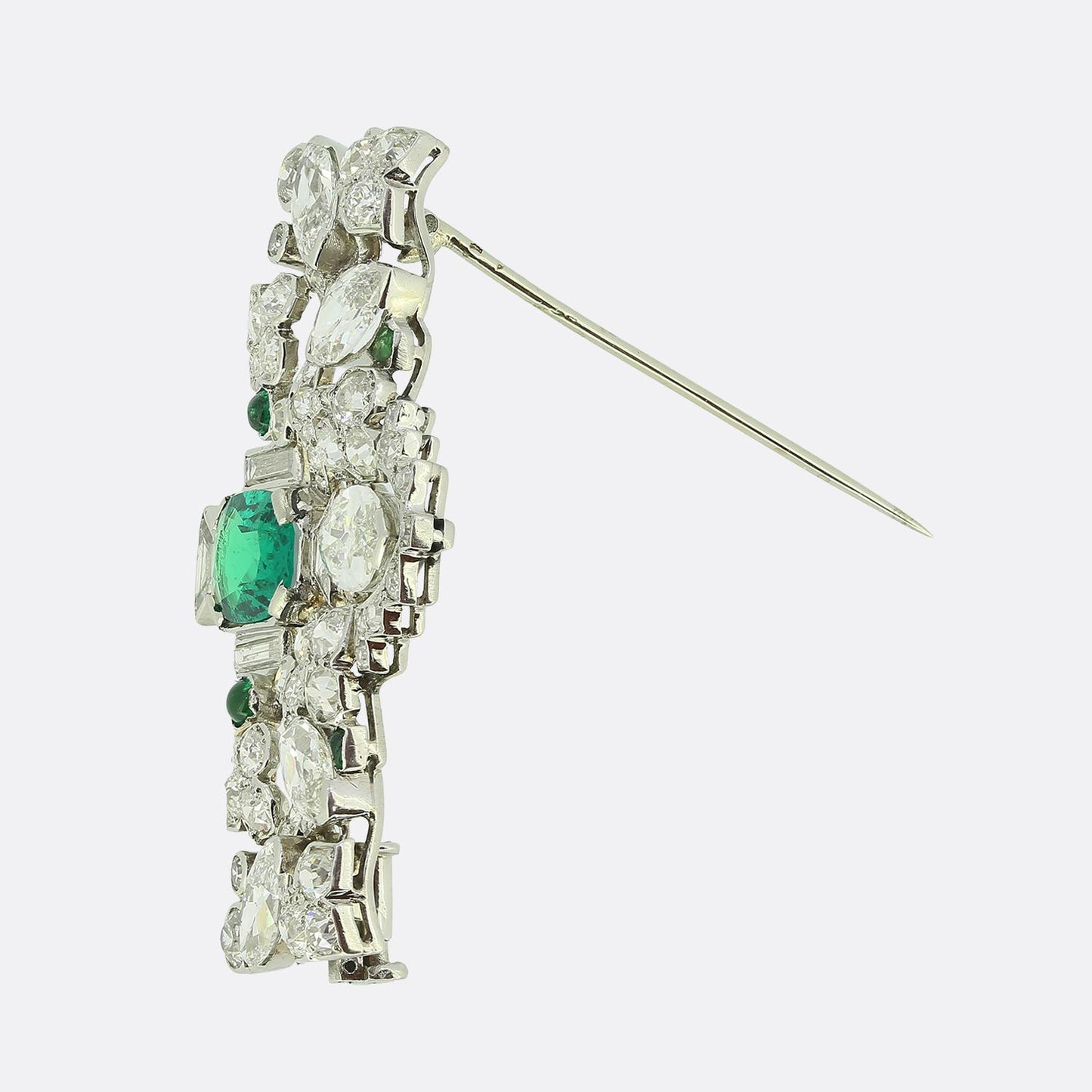 Edwardian Emerald and Diamond Brooch